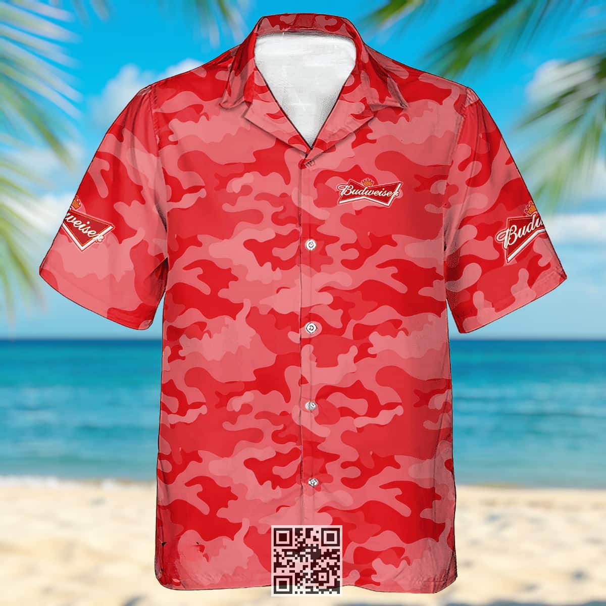 Budweiser Beer Hawaiian Shirt Red Camouflage Pattern Custom Name Number Budweiser Beer Hawaiian Shirt Red Camouflage Pattern Custom Name Number