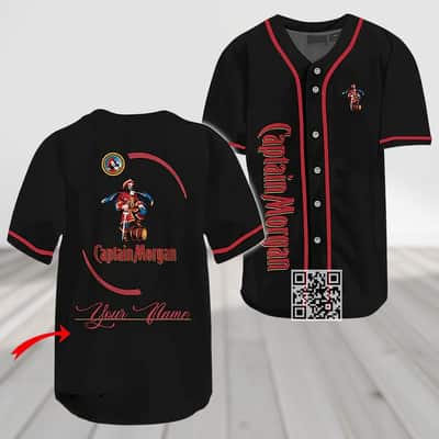 Black Captain Morgan Baseball Jersey Custom Name