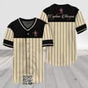Beige Captain Morgan Baseball Jersey Black Vertical Striped