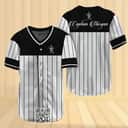 White Captain Morgan Baseball Jersey Black Vertical Striped