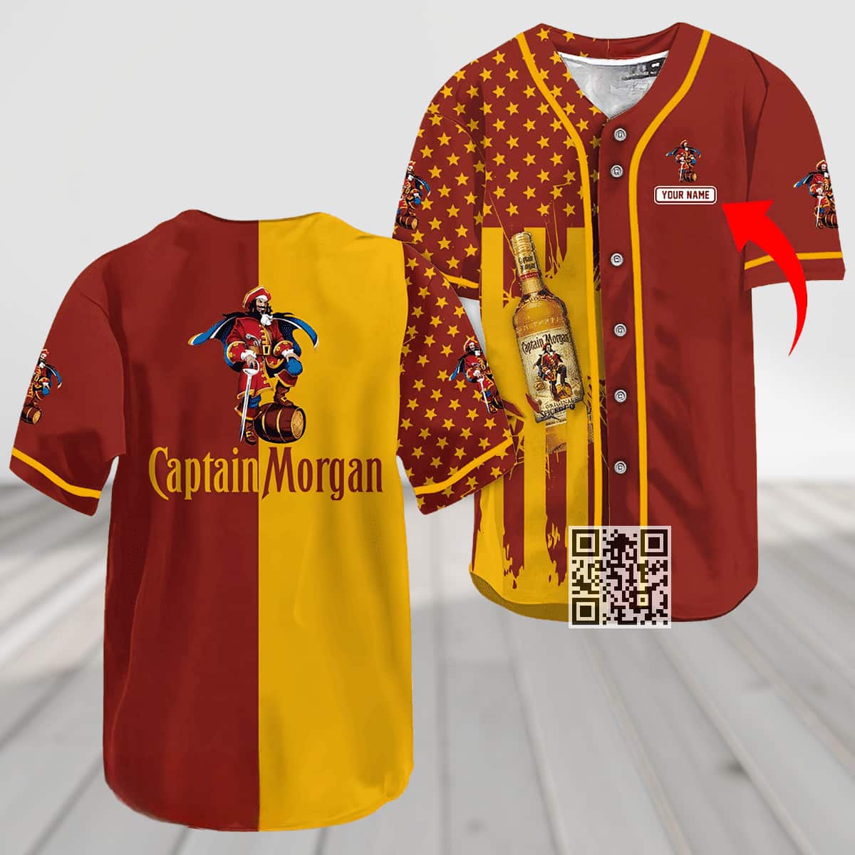 Personalized Captain Morgan Baseball Jersey US Flag Gift For Him Personalized Captain Morgan Baseball Jersey US Flag Gift For Him