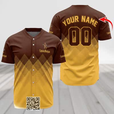 Captain Morgan Baseball Jersey Yellow And Brown Halftone Custom Name Number Captain Morgan Baseball Jersey Yellow And Brown Halftone Custom Name Number
