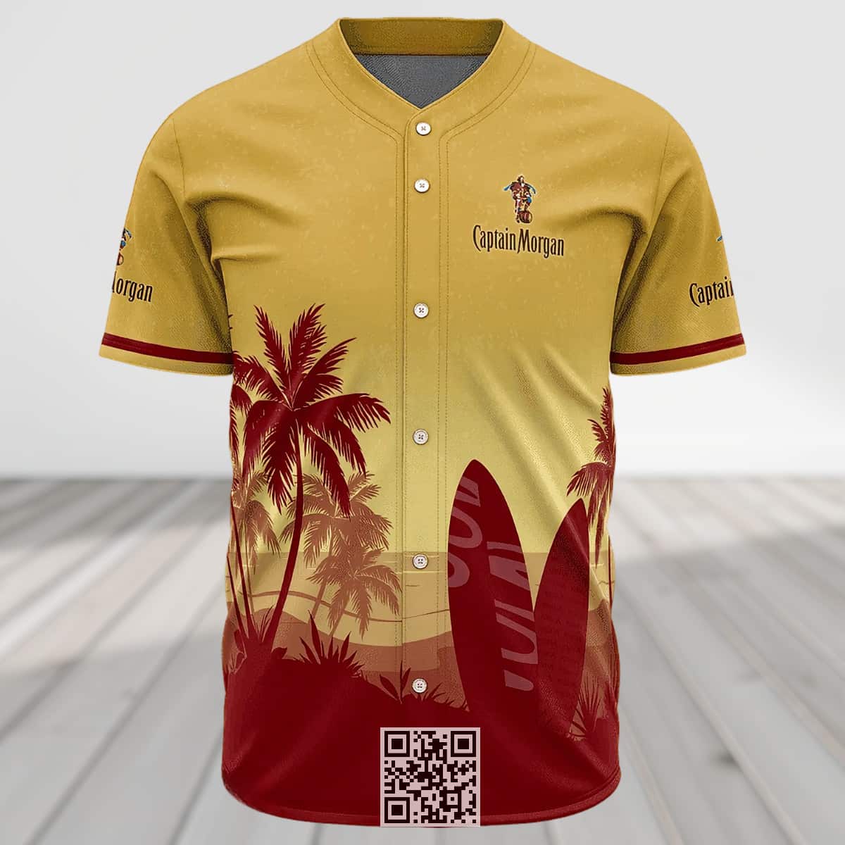 Personalized Captain Morgan Baseball Jersey Palm Tree Surfboard Custom Name Personalized Captain Morgan Baseball Jersey Palm Tree Surfboard Custom Name