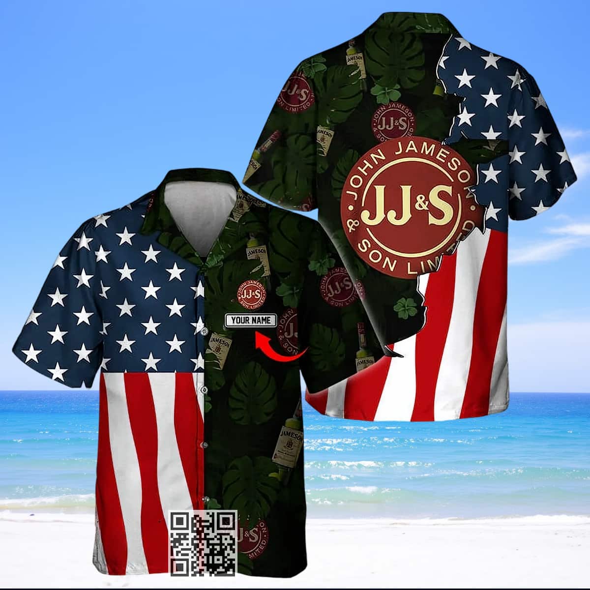 Personalized Jameson Hawaiian Shirt US Flag Palm Leaves Pattern Custom Name Personalized Jameson Hawaiian Shirt US Flag Palm Leaves Pattern Custom Name
