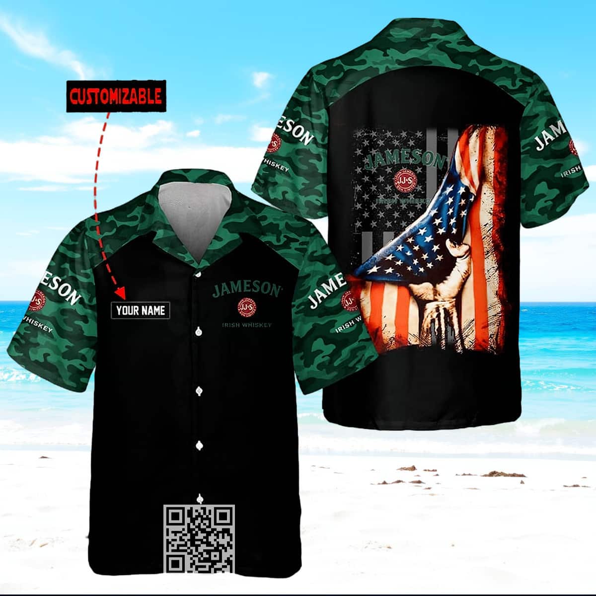 Jameson Whiskey Hawaiian Shirt Camo Pattern Custom Name Jameson Whiskey Hawaiian Shirt Camo Pattern Custom Name