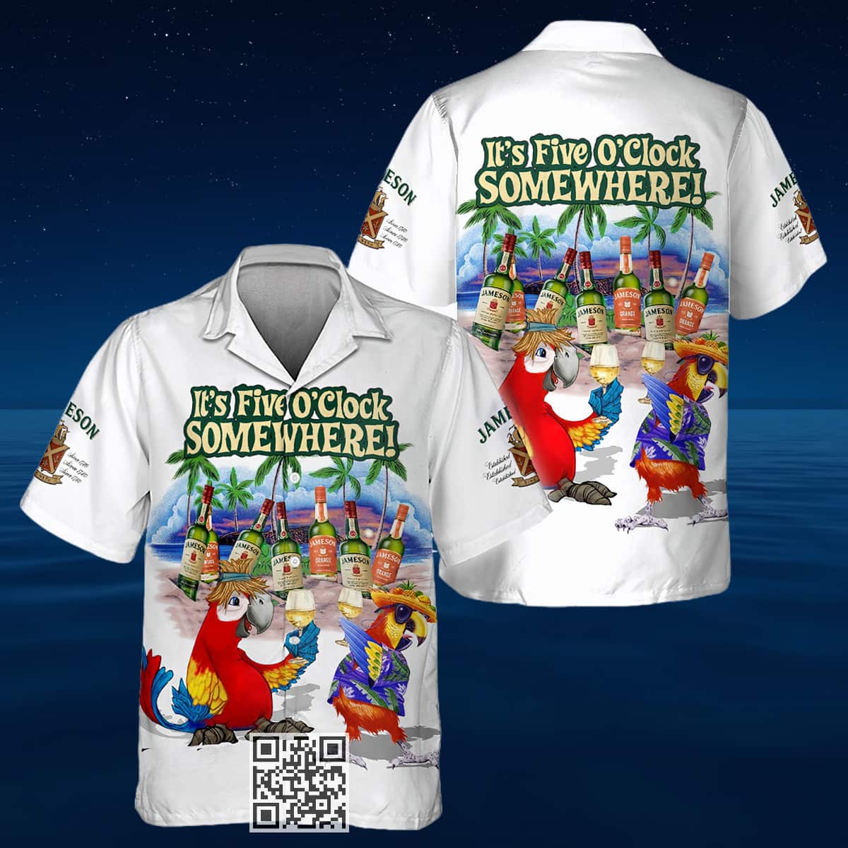 Jameson Whiskey Hawaiian Shirt Funny Parrot It's Five O'Clock Somewhere Jameson Whiskey Hawaiian Shirt Funny Parrot It's Five O'Clock Somewhere