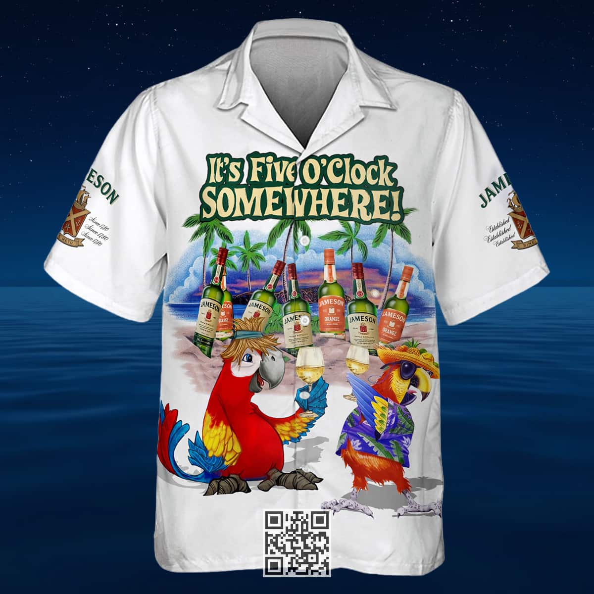 Jameson Whiskey Hawaiian Shirt Funny Parrot It's Five O'Clock Somewhere Jameson Whiskey Hawaiian Shirt Funny Parrot It's Five O'Clock Somewhere