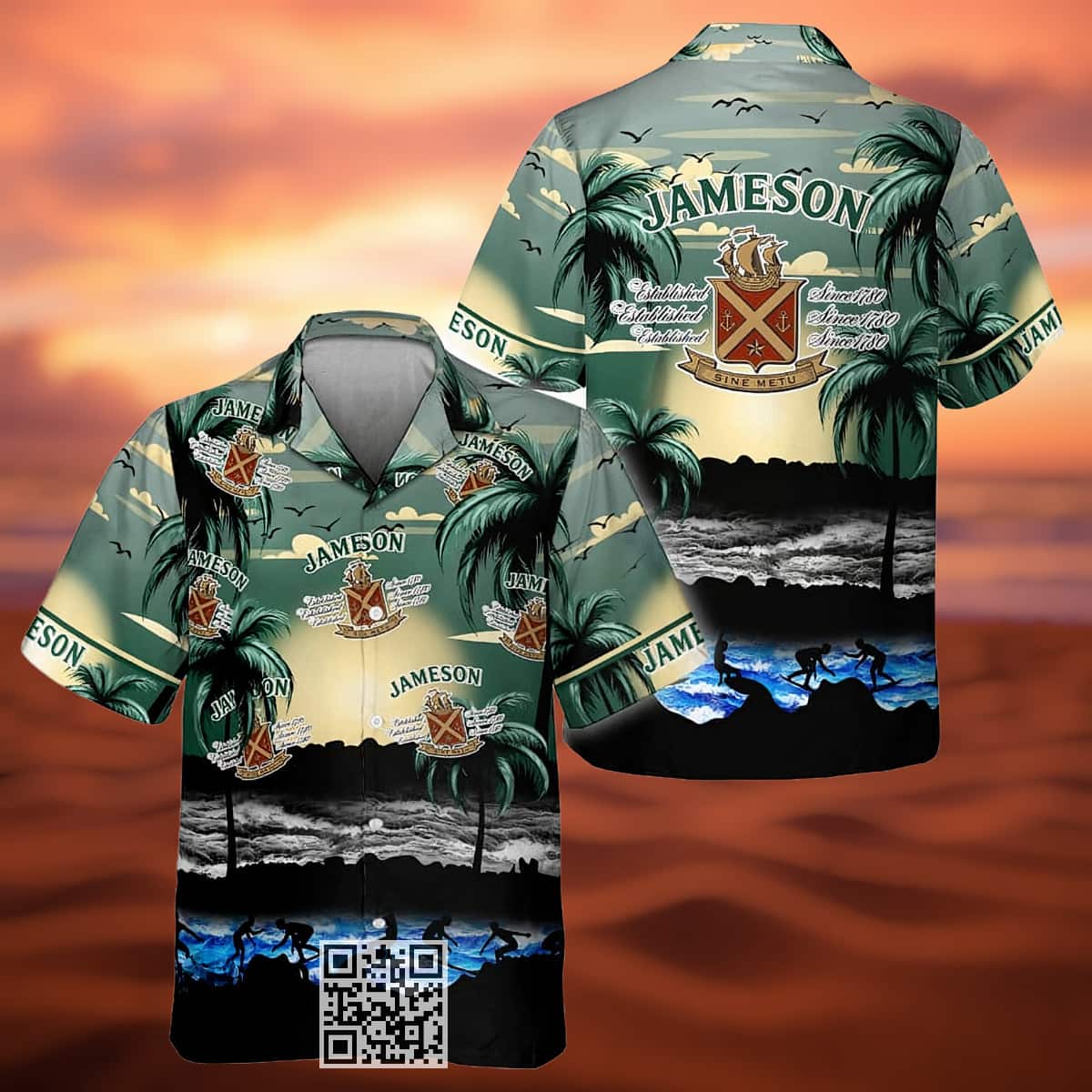 Jameson Irish Whiskey Hawaiian Shirt Sunset Surf Beach Lovers Gift Jameson Irish Whiskey Hawaiian Shirt Sunset Surf Beach Lovers Gift