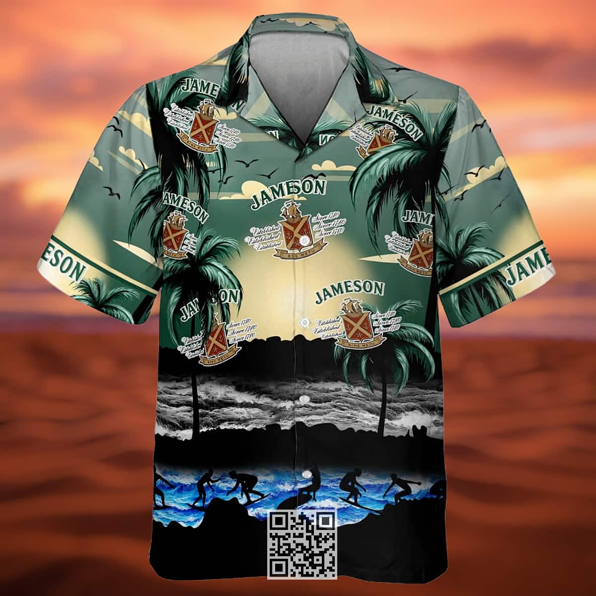 Jameson Irish Whiskey Hawaiian Shirt Sunset Surf Beach Lovers Gift Jameson Irish Whiskey Hawaiian Shirt Sunset Surf Beach Lovers Gift