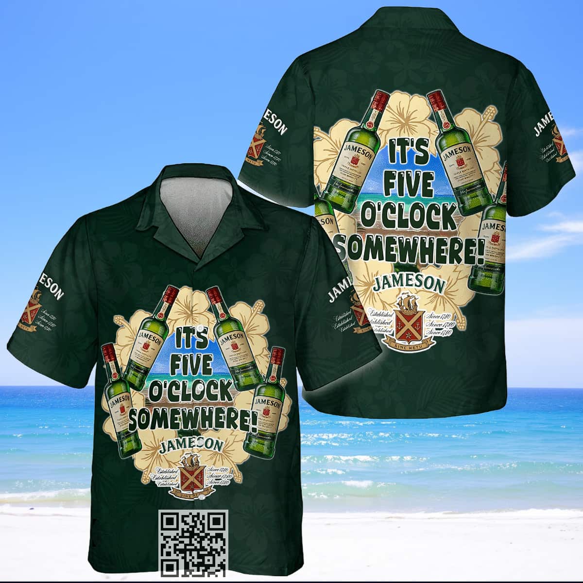 Aloha It's Five O'Clock Somewhere Jameson Whiskey Hawaiian Shirt Aloha It's Five O'Clock Somewhere Jameson Whiskey Hawaiian Shirt