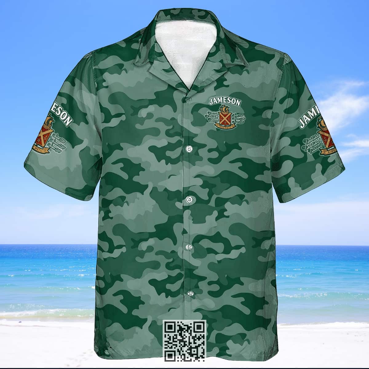 Jameson Whiskey Hawaiian Shirt Green Camouflage Pattern Custom Name Number Jameson Whiskey Hawaiian Shirt Green Camouflage Pattern Custom Name Number