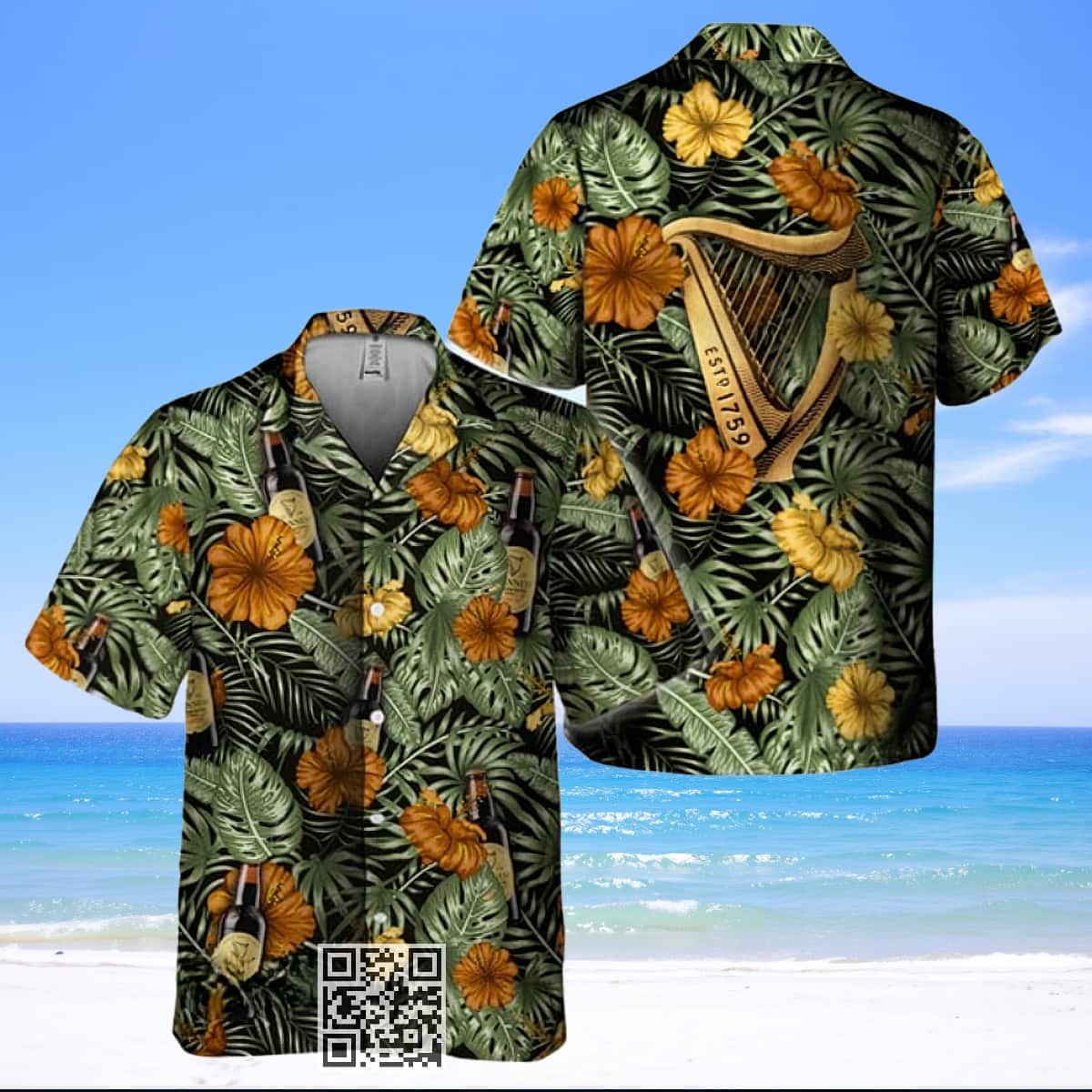 Guinness Beer Hawaiian Shirt Tropical Flower With Palm Leaves Guinness Beer Hawaiian Shirt Tropical Flower With Palm Leaves