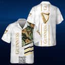 Guinness Beer Hawaiian Shirt White Tropical Flower