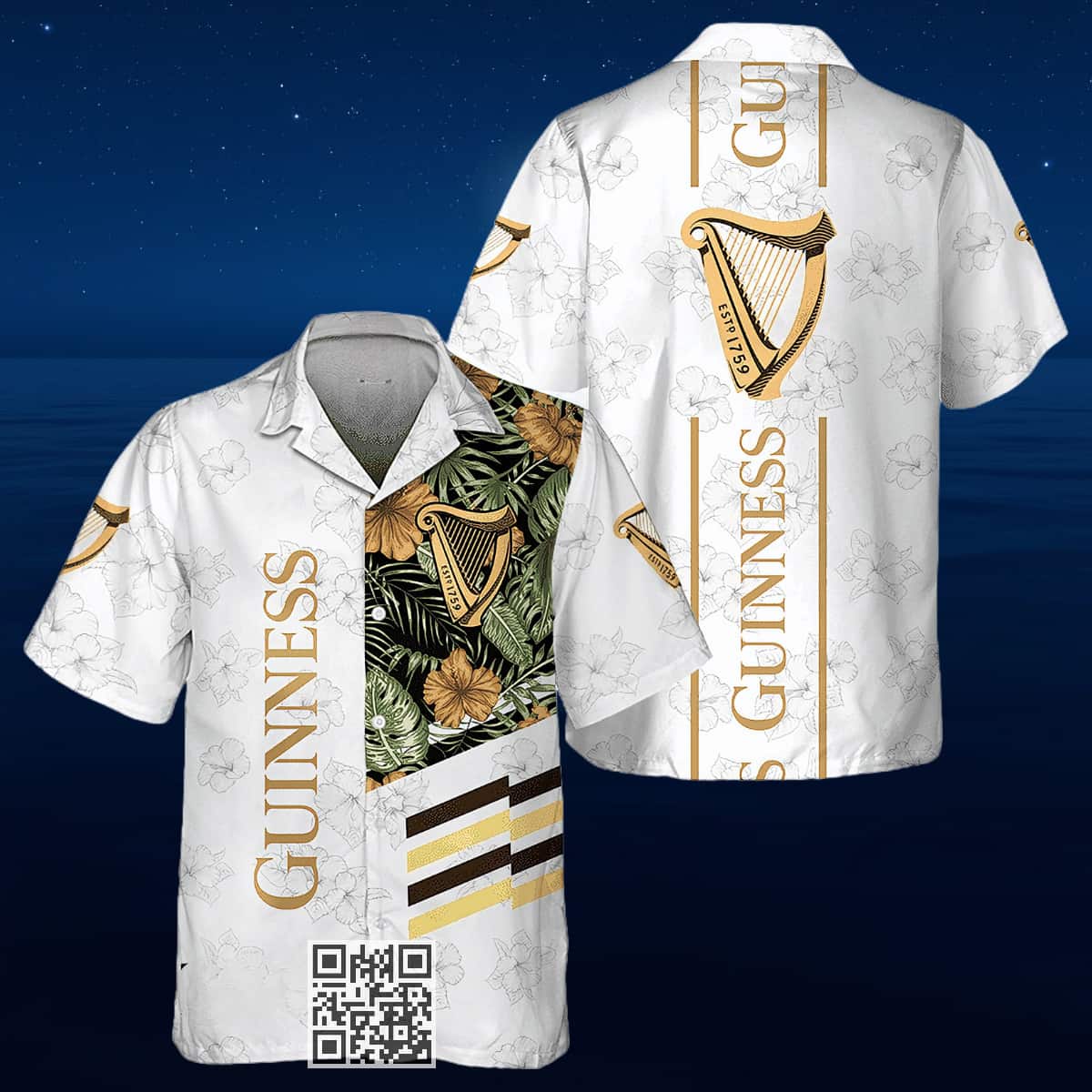 Guinness Beer Hawaiian Shirt White Tropical Flower Guinness Beer Hawaiian Shirt White Tropical Flower