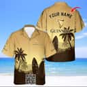Personalized Guinness Beer Hawaiian Shirt Palm Tree Surfboard Custom Name