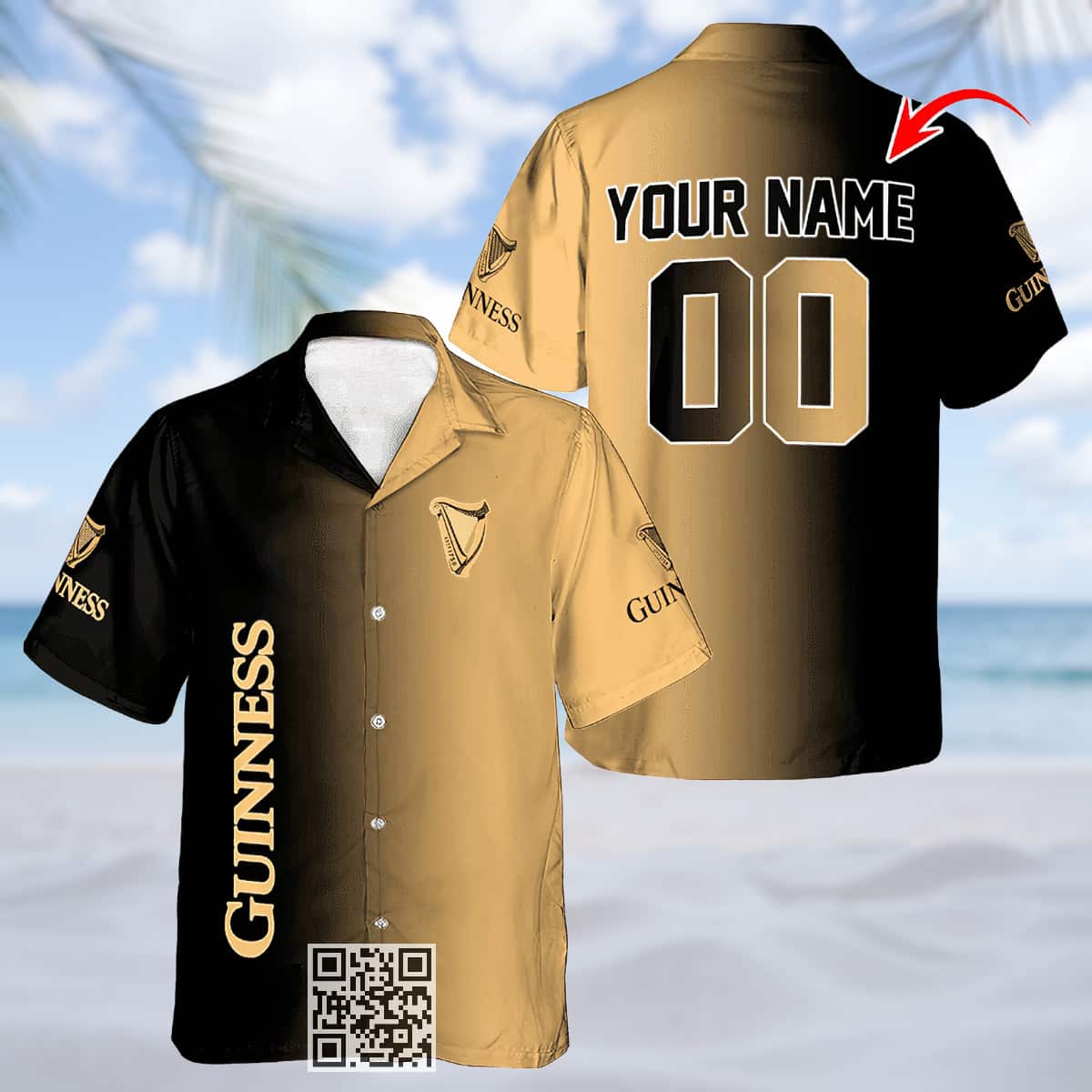 Personalized Guinness Beer Hawaiian Shirt Gradient Custom Name Number Personalized Guinness Beer Hawaiian Shirt Gradient Custom Name Number