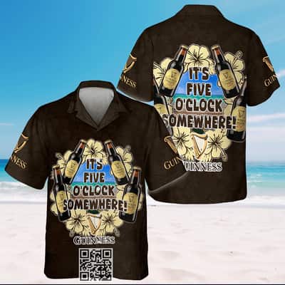 Aloha It's Five O'Clock Somewhere Guinness Beer Hawaiian Shirt