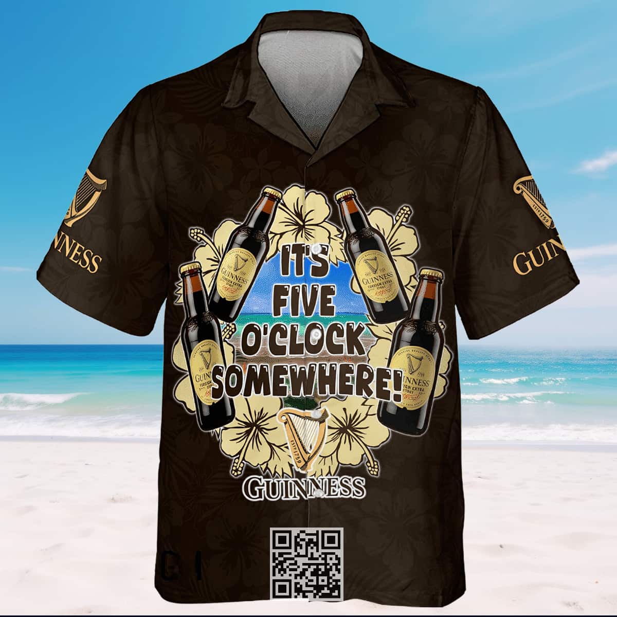 Aloha It's Five O'Clock Somewhere Guinness Beer Hawaiian Shirt Aloha It's Five O'Clock Somewhere Guinness Beer Hawaiian Shirt