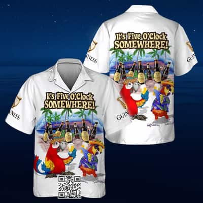 Guinness Beer Hawaiian Shirt Funny Parrot It's Five O'Clock Somewhere