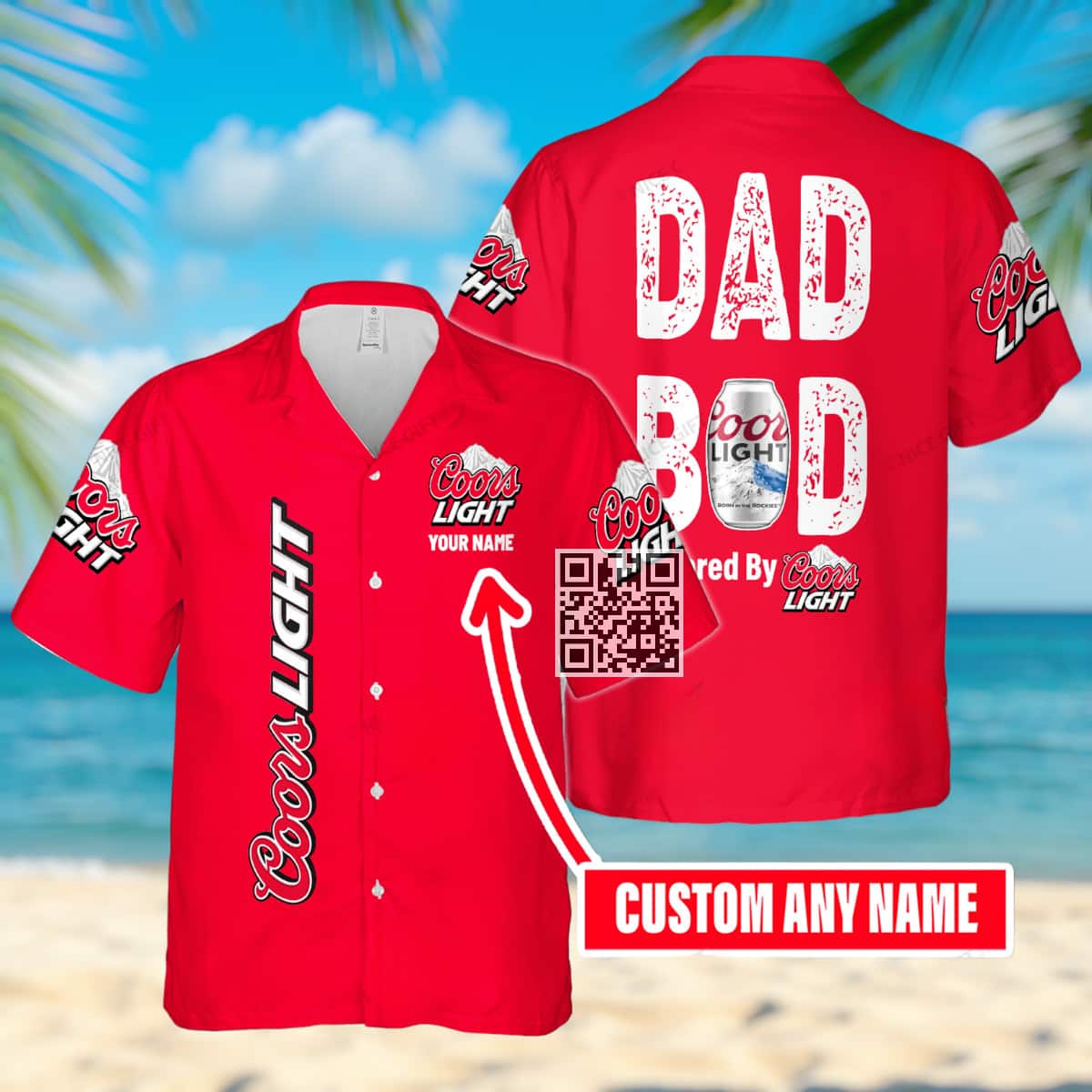 Dad Bod Powered By Coors Light Beer Hawaiian Shirt Custom Name Dad Bod Powered By Coors Light Beer Hawaiian Shirt Custom Name