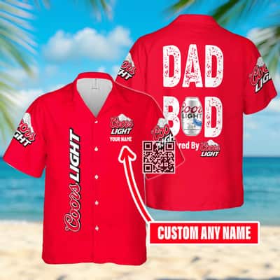 Dad Bod Powered By Coors Light Beer Hawaiian Shirt Custom Name