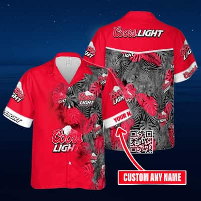 Coors Light Beer Hawaiian Shirt Custom Name Tropical Flower Pattern