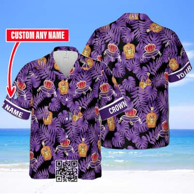 Aloha Crown Royal Hawaiian Shirt Palm Leaves Pattern Custom Name