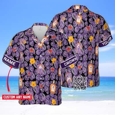 Crown Royal Hawaiian Shirt Custom Name Palm Leaves Pattern Best Beach Gift