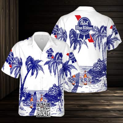 Vintage Pabst Blue Ribbon Hawaiian Shirt Beer Lovers Gift