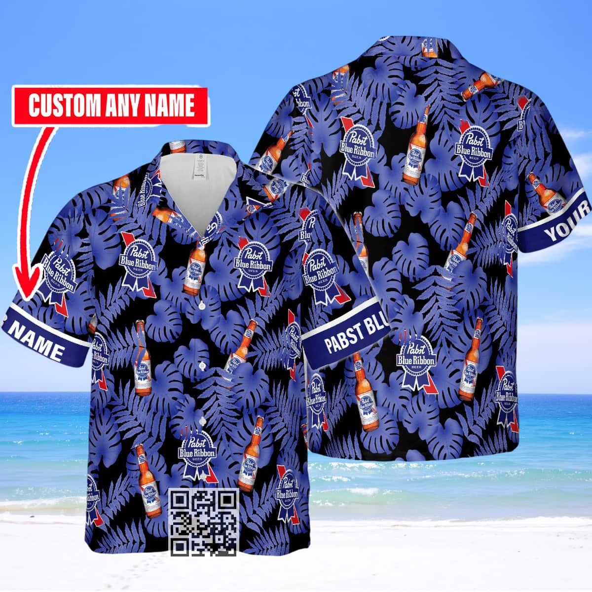 Aloha Pabst Blue Ribbon Beer Hawaiian Shirt Custom Name Palm Leaves Pattern Aloha Pabst Blue Ribbon Beer Hawaiian Shirt Custom Name Palm Leaves Pattern