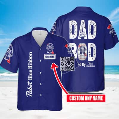 Dad Bod Powered By Pabst Blue Ribbon Beer Hawaiian Shirt Custom Name