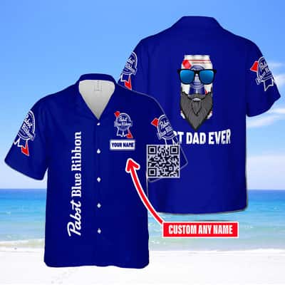 Pabst Blue Ribbon Beer Hawaiian Shirt Best Dad Ever Custom Name