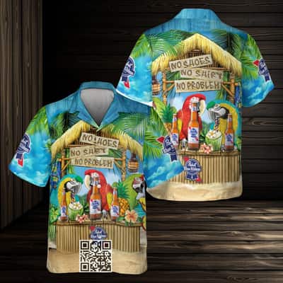 Funny Pabst Blue Ribbon Hawaiian Shirt No Shoes No Shirt No Problem