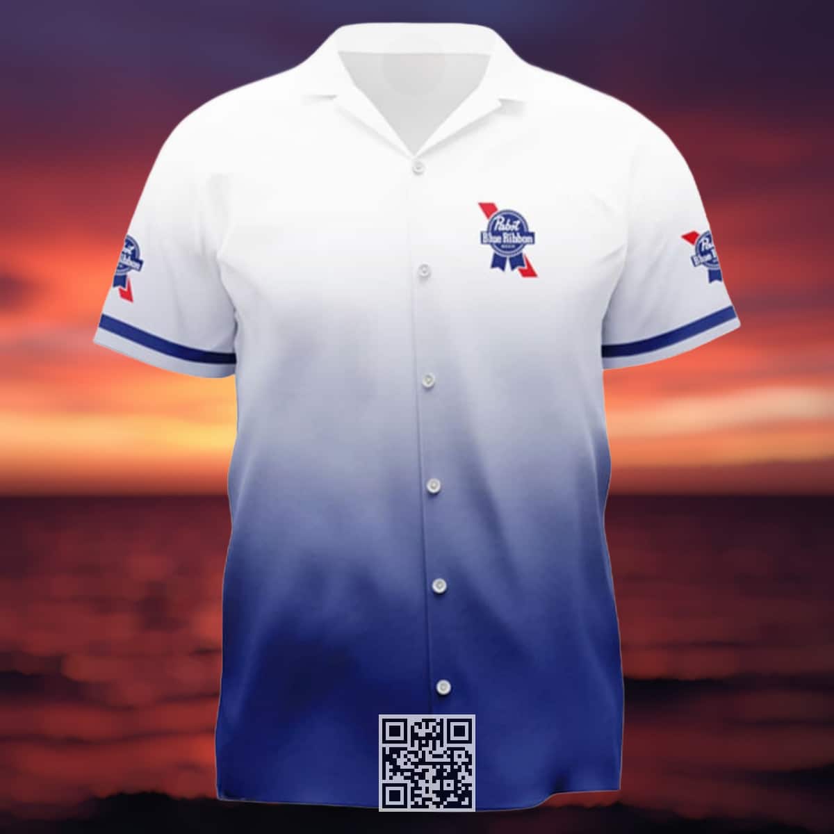 Personalized Pabst Blue Ribbon Hawaiian Shirt Gradient Art Custom Name Personalized Pabst Blue Ribbon Hawaiian Shirt Gradient Art Custom Name