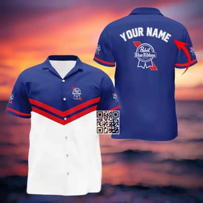 Personalized Pabst Blue Ribbon Beer Hawaiian Shirt Custom Name