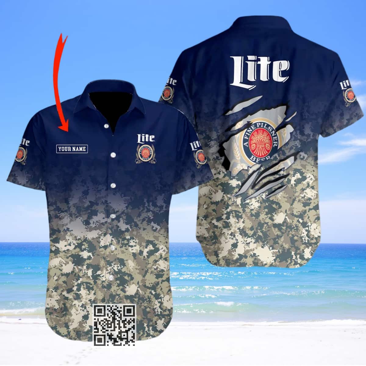 Personalized Miller Lite Beer Hawaiian Shirt Camouflage Pattern Custom Name Personalized Miller Lite Beer Hawaiian Shirt Camouflage Pattern Custom Name