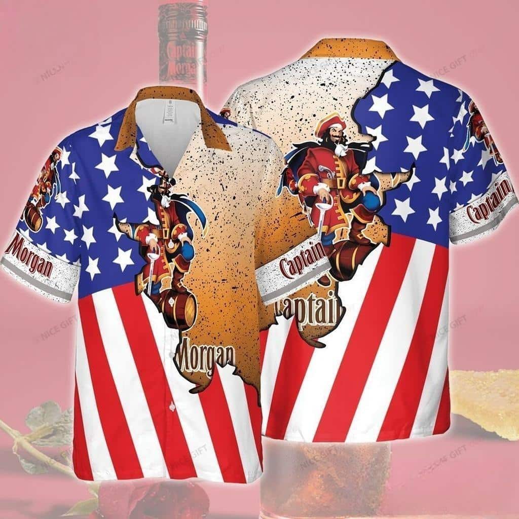 Captain Morgan Hawaiian Shirt Us Flag Summer Gift For Girlfriend