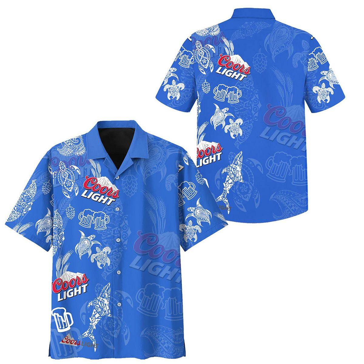 Coors Light Beer Hawaiian Shirt Marine Life Gift For Beer Lovers