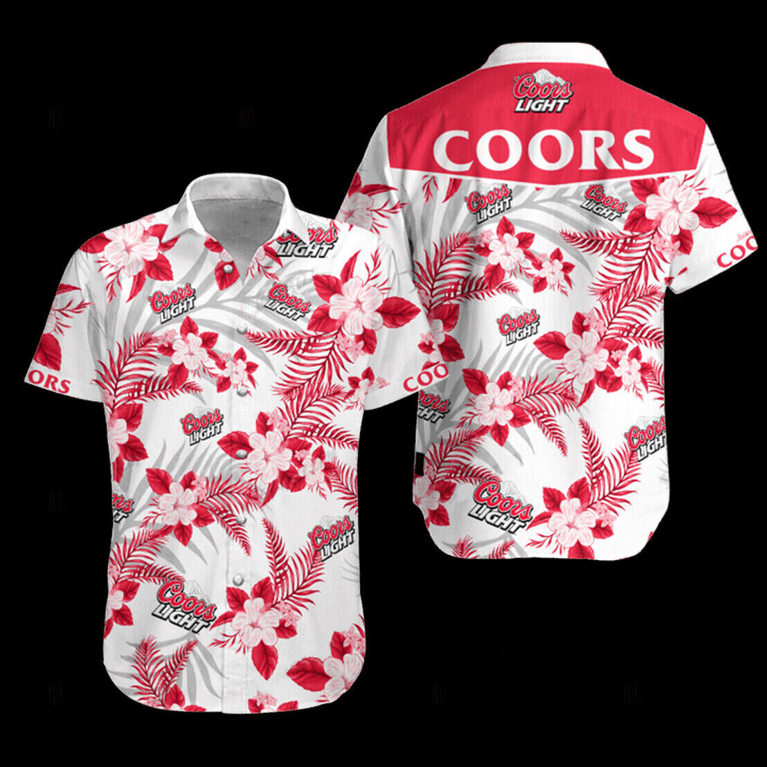 Coors Light Hawaiian Shirt Tropical Flowers Best Gift For Beer Lovers